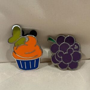 Disney Parks Collectible Trading Pins Pluto Cupcake and Hidden Mickey Grape